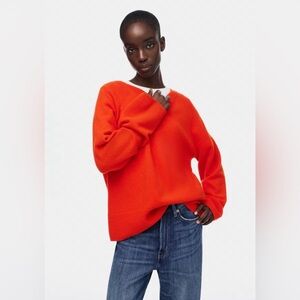 H&M PREMIUM PURE WOOL OVERSIZED WOOL SWEATER IN BRIGHT RED NWT SZ MEDIUM